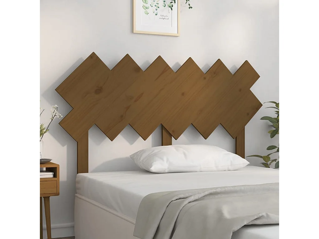 Tête de lit Marron miel 132x3x81 cm Bois massif de pin POI95892 BonneVie Meuble