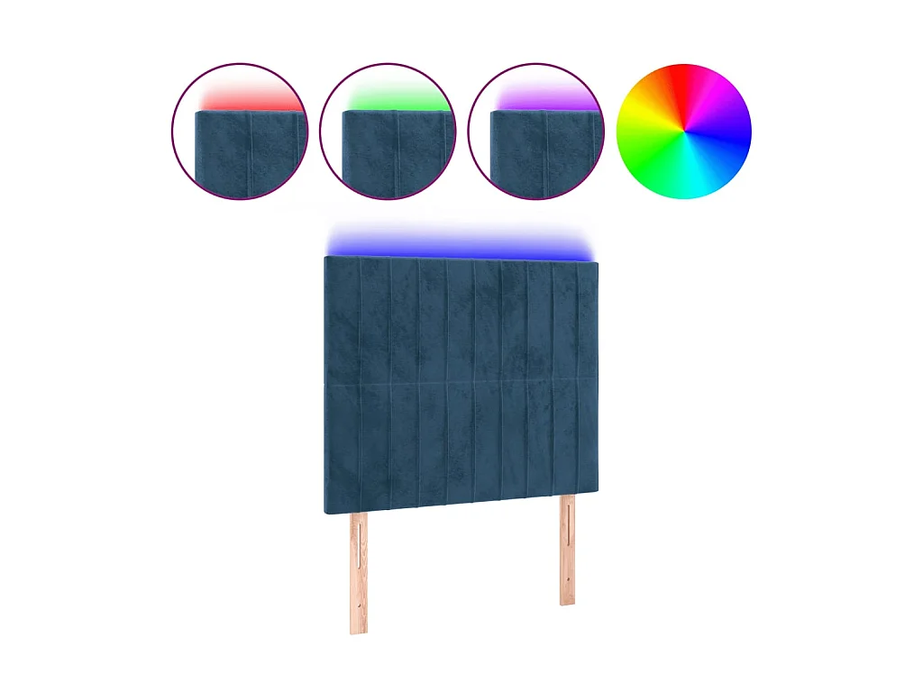 Tête de lit à LED Bleu foncé 80x5x118/128 cm Velours POI52927 BonneVie Meuble