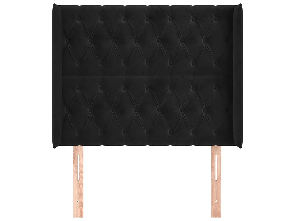 Cabeceira de cama c/ abas veludo 103x16x118/128 cm preto PT451184