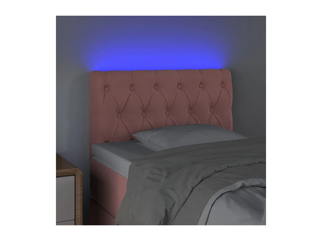 Hoofdbord LED 80x7x78/88 cm fluweel roze NL219186