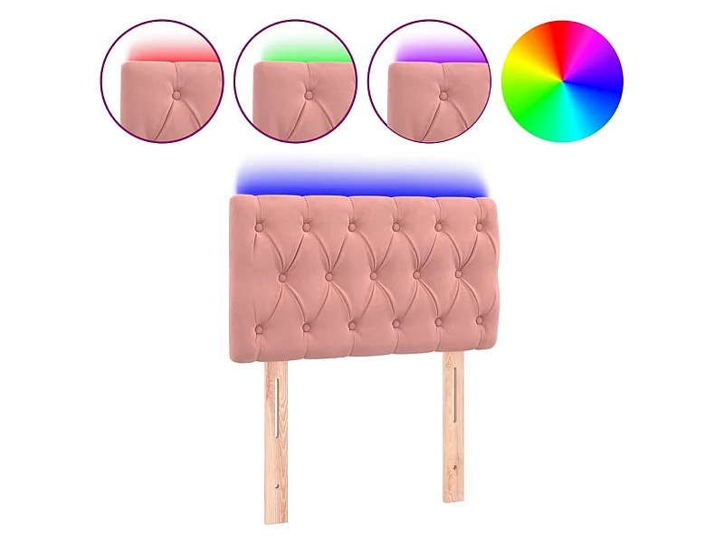 Hoofdbord LED 80x7x78/88 cm fluweel roze NL219186