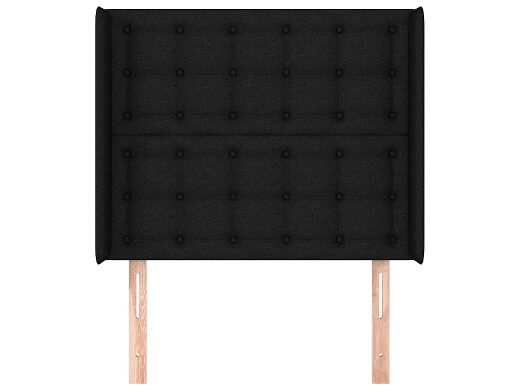 Tête de lit avec oreilles Noir 103x16x118/128 cm Tissu POI26847 BonneVie Meuble