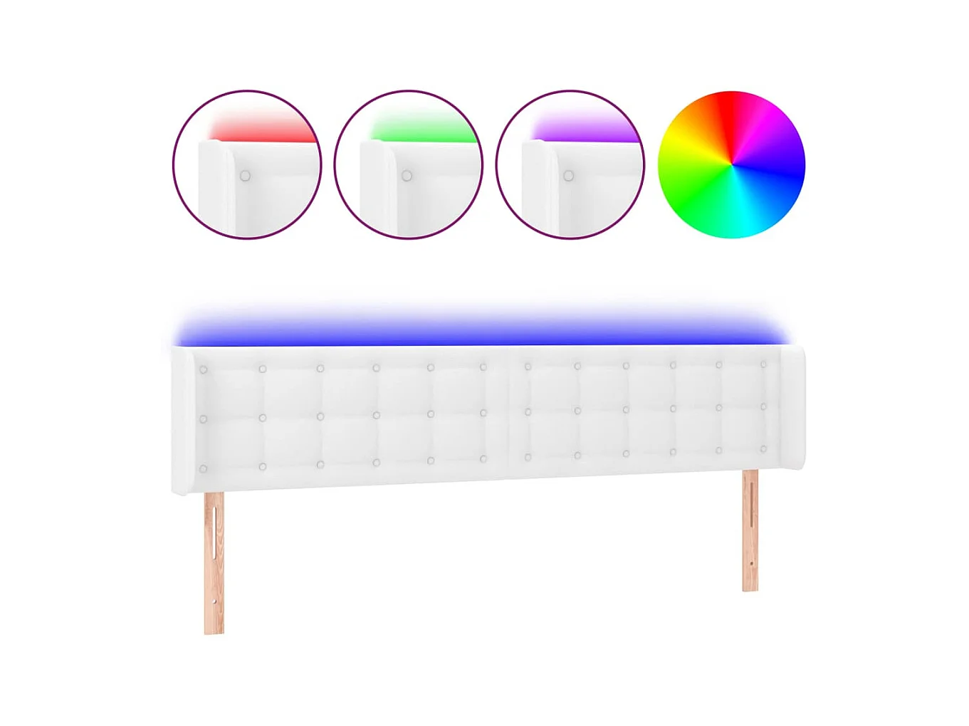 Tête de lit à LED Blanc 183x16x78/88 cm Similicuir POI77665 BonneVie Meuble