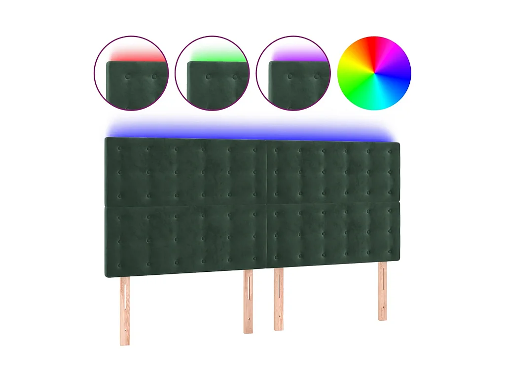 Tête de lit à LED Vert foncé 160x5x118/128 cm Velours POI34950 BonneVie Meuble