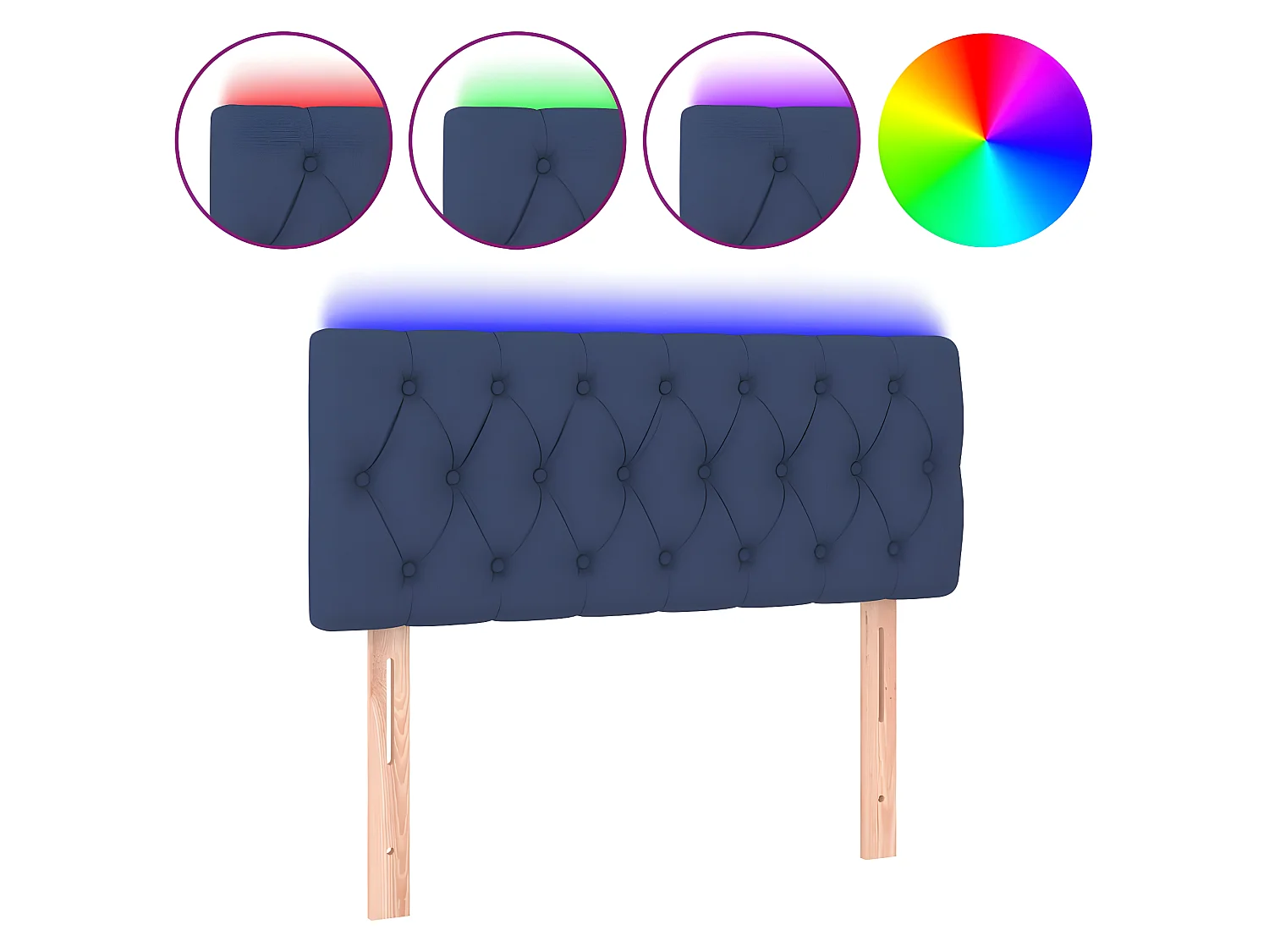 LED Kopfteil,Bettkopfteil Blau 90x7x78/88 cm Stoff -gkd43726