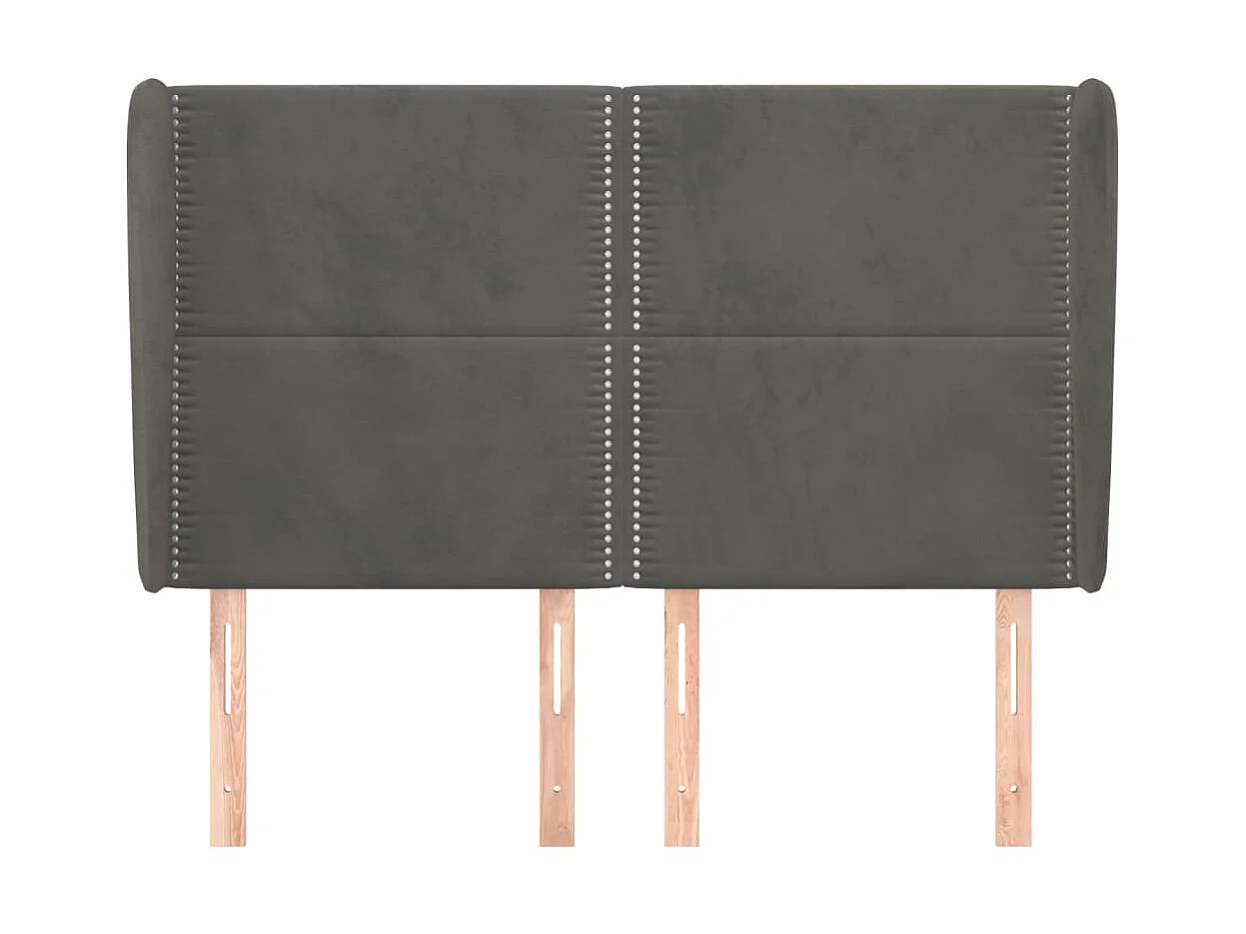 Tête de lit avec oreilles Gris foncé 147x23x118/128 cm Velours POI51137 BonneVie Meuble