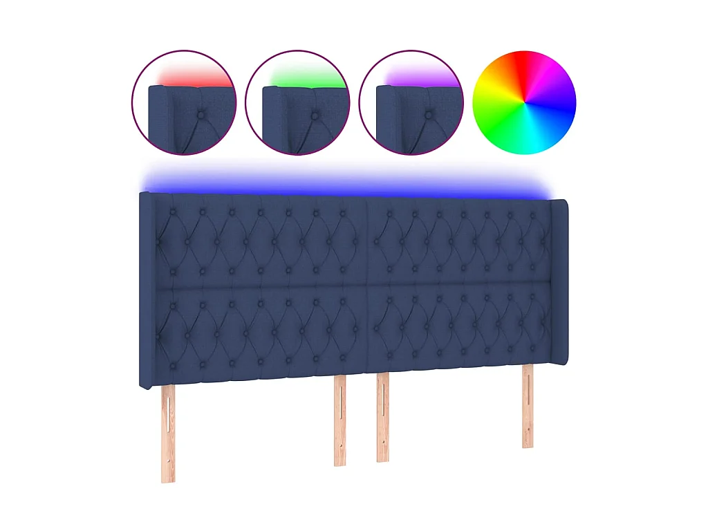 Tête de lit à LED Bleu 183x16x118/128 cm Tissu POI17215 BonneVie Meuble
