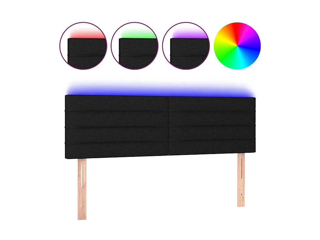 LED Kopfteil,Bettkopfteil Schwarz 144x5x78/88 cm Stoff -gkd747041