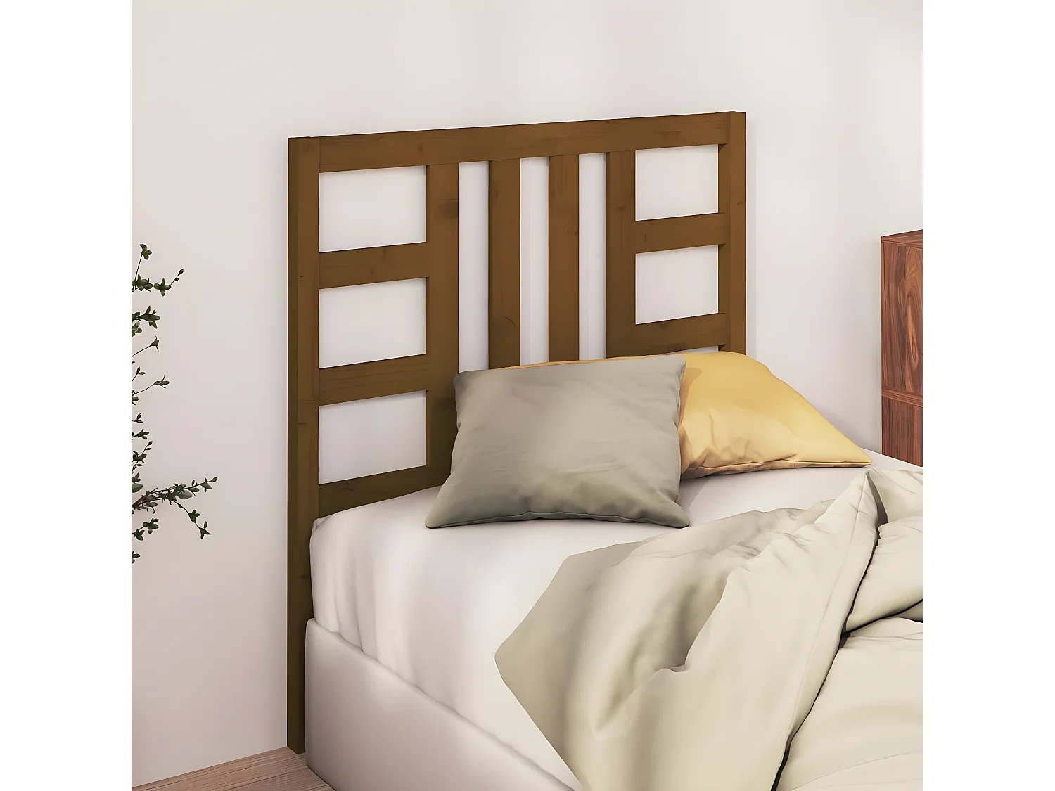 Cabeceira de cama 96x4x100 cm pinho maciço castanho mel PT519143