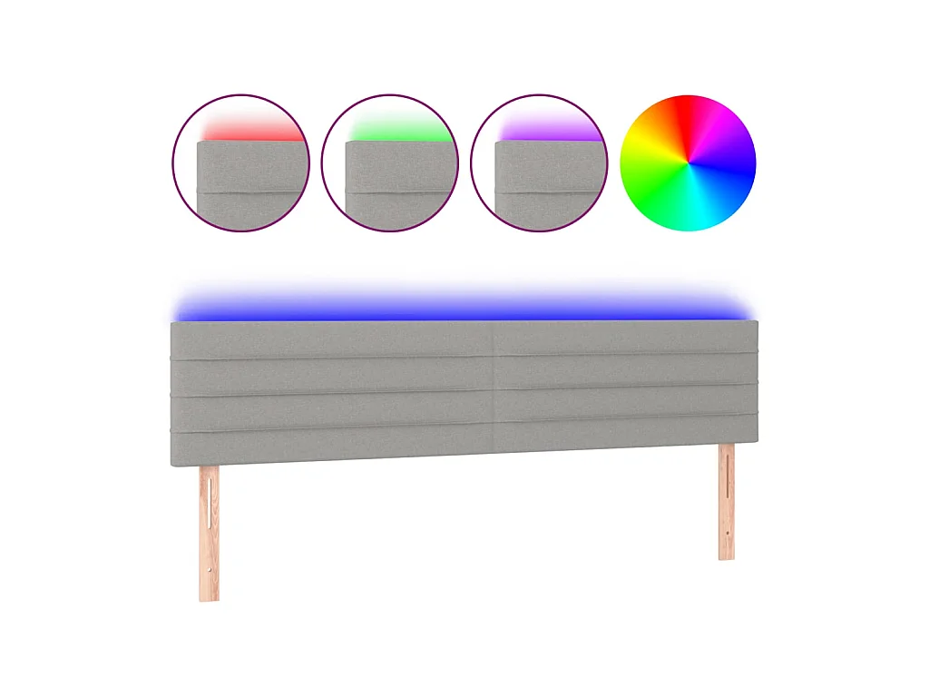 Testiera | Testata del letto a LED Grigio Chiaro 200x5x78/88 cm in Tessuto