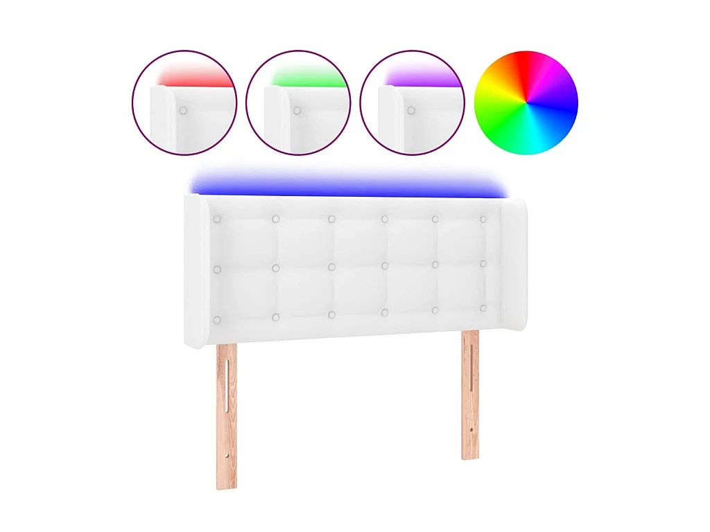 Testiera | Testata del letto a LED Bianca 83x16x78/88 cm in Similpelle