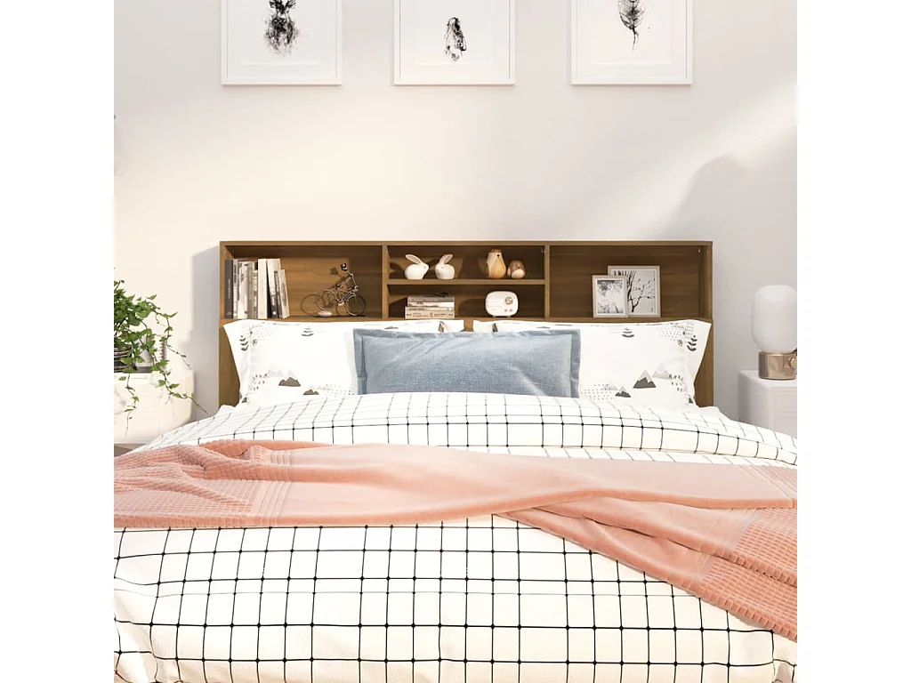 Armoire de tête de lit Chêne marron 180x19x103,5 cm POI99699 BonneVie Meuble