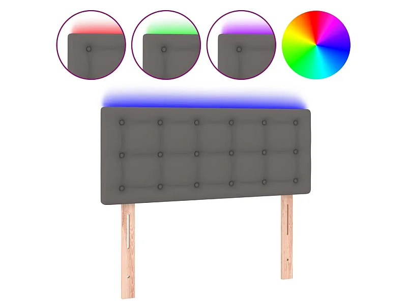 Cabeceira de cama c/ LED 80x5x78/88cm couro artificial cinzento PT858050