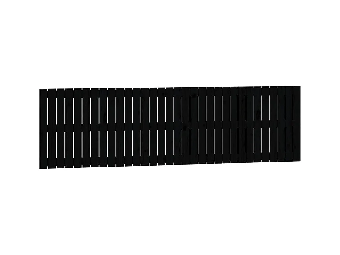 Tête de lit murale Noir 204x3x60 cm Bois massif de pin POI23201 BonneVie Meuble