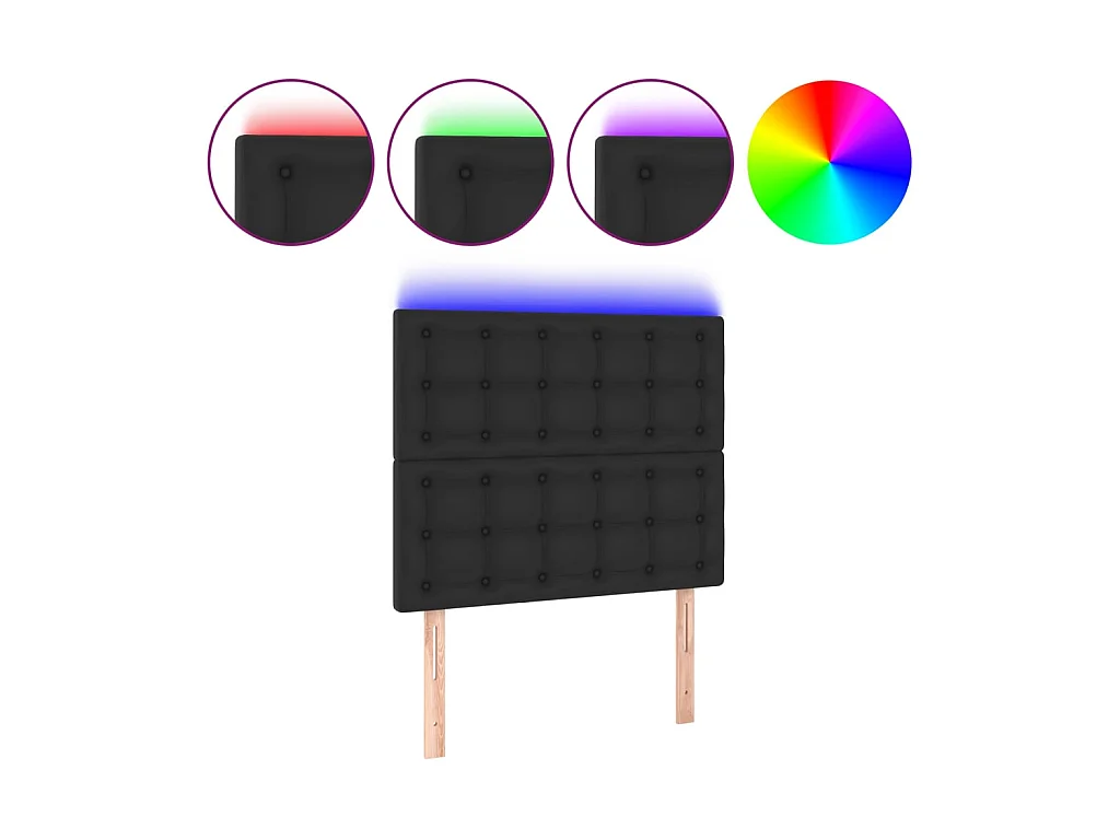 Tête de lit à LED Noir 90x5x118/128 cm Similicuir POI96404 BonneVie Meuble