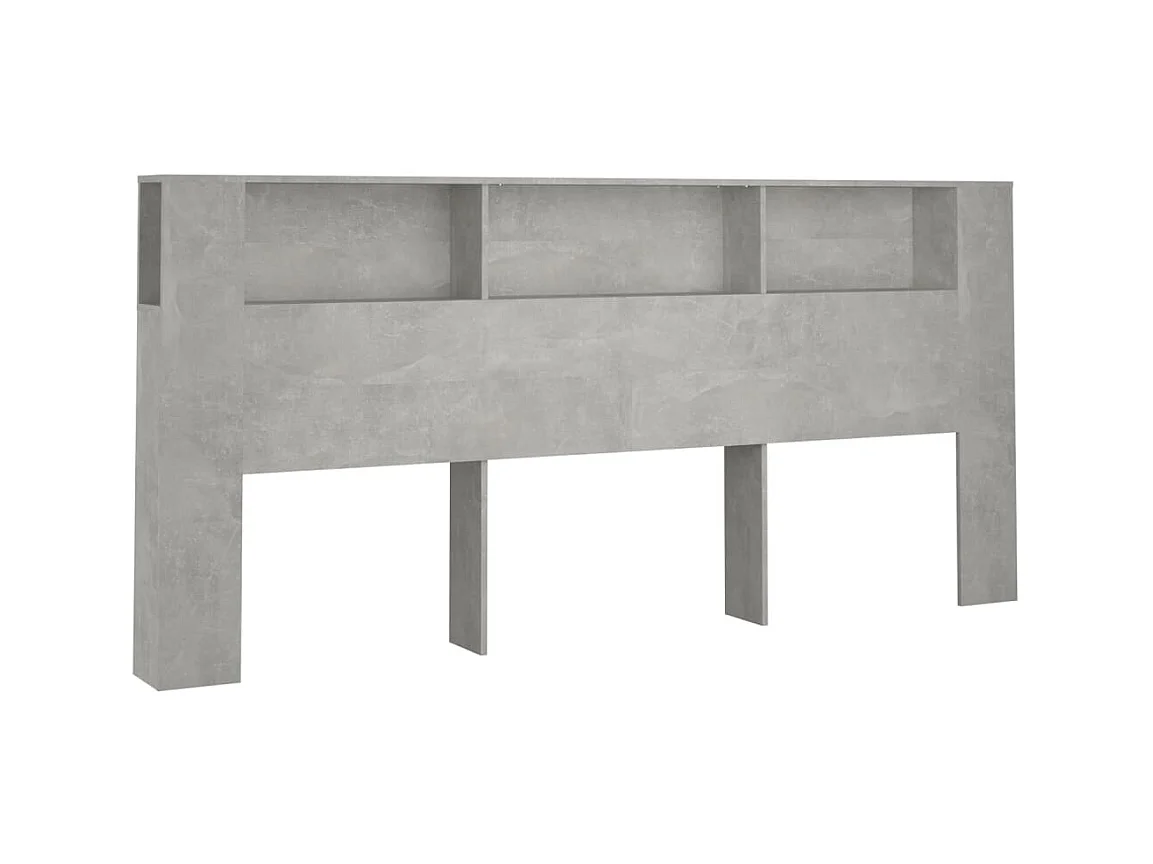 Armoire de tête de lit Gris béton 220x18,5x104,5 cm POI96711 BonneVie Meuble