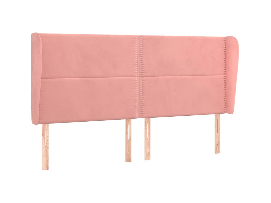 Testiera | Testata del letto ad Orecchio Rosa 183x23x118/128 cm in Velluto