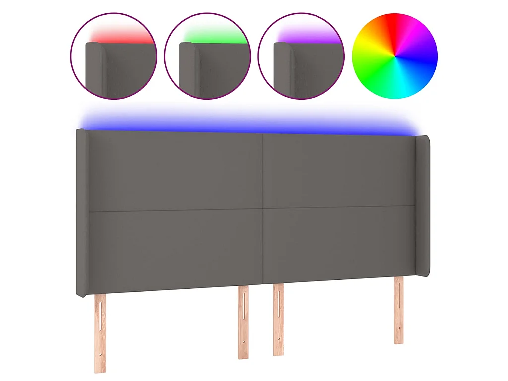 Testiera a LED Grigio 203x16x118/128 cm in Similpelle CFW833083