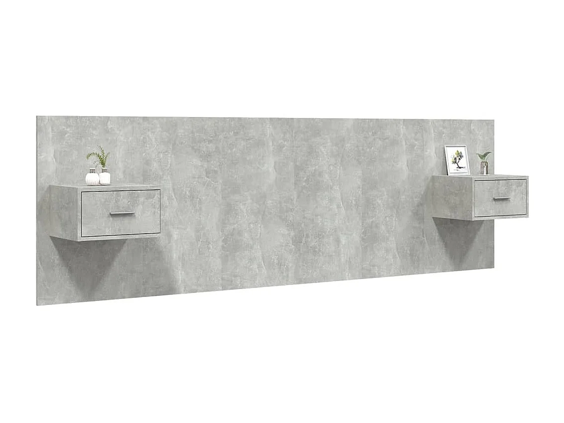 Tête de lit avec armoires Gris béton Bois d'ingénierie POI55043 BonneVie Meuble