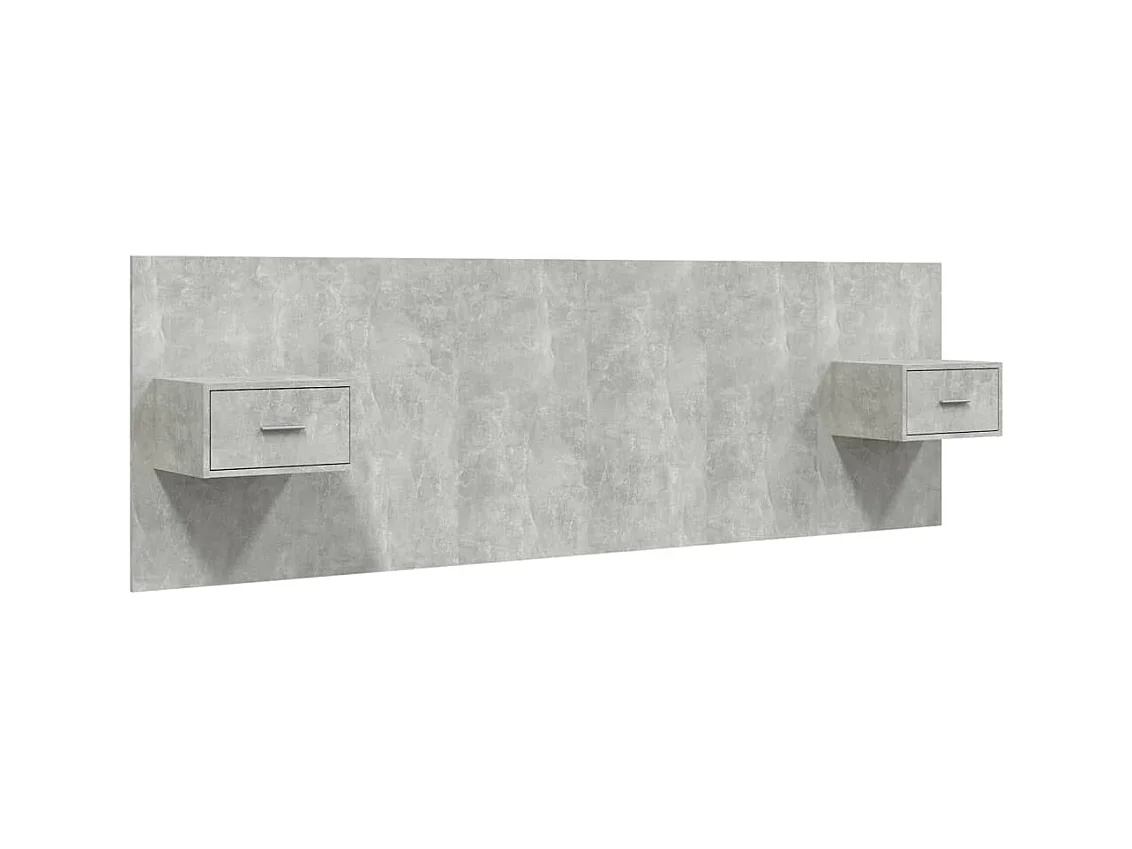 Cabecero de cama y mesitas madera contrachapada gris hormigón ES72785