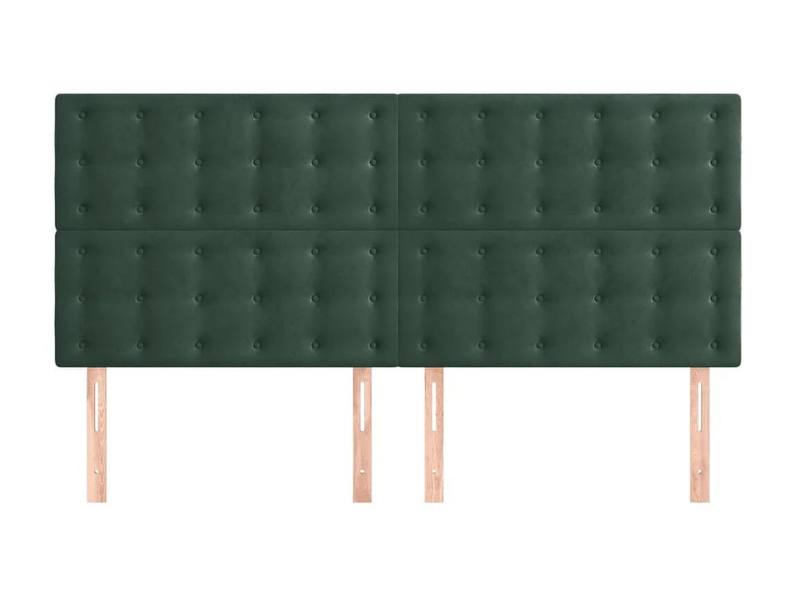 Cabeceros 4 unidades de terciopelo verde oscuro 80x5x78/88 cm ES57129