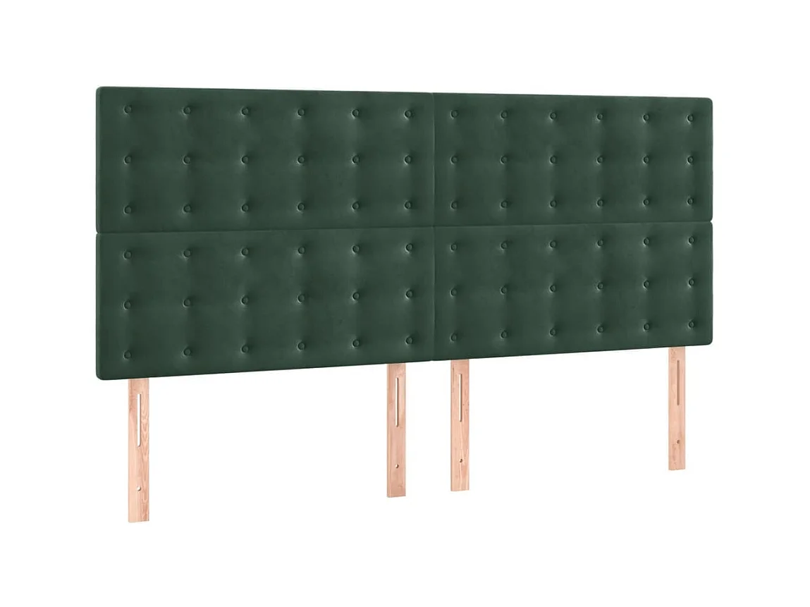 Têtes de lit 4 pcs Vert foncé 80x5x78/88 cm Velours POI29342 BonneVie Meuble