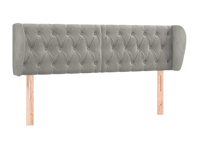 Kopfteil,Bettkopfteil mit Ohren Hellgrau 163x23x78/88 cm Samt -gkd149975