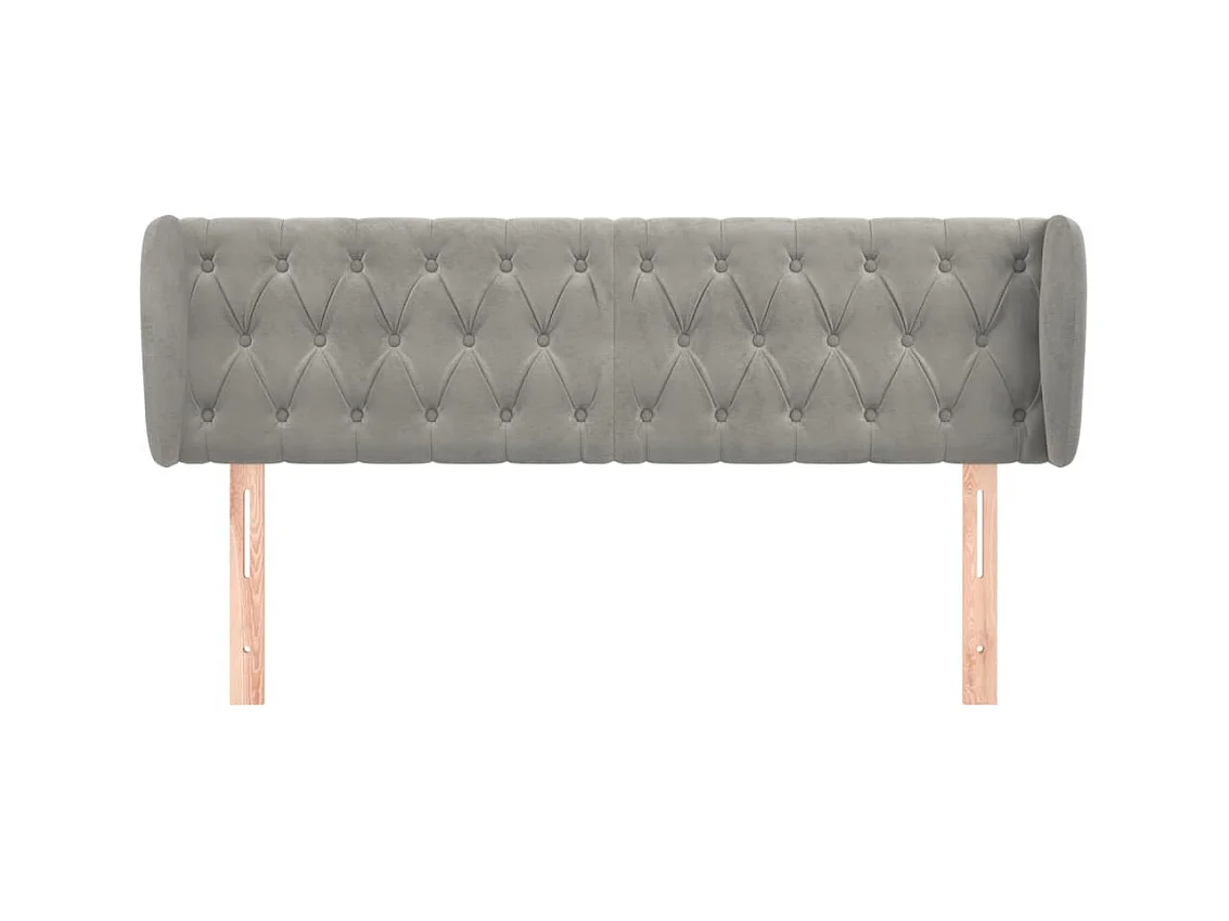 Kopfteil,Bettkopfteil mit Ohren Hellgrau 163x23x78/88 cm Samt -gkd149975