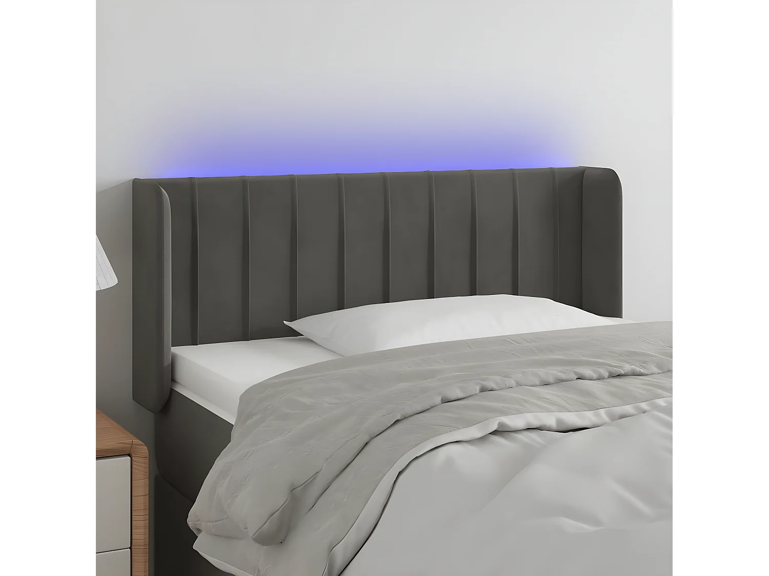 Tête de lit à LED Gris foncé 103x16x78/88 cm Velours POI24624 BonneVie Meuble