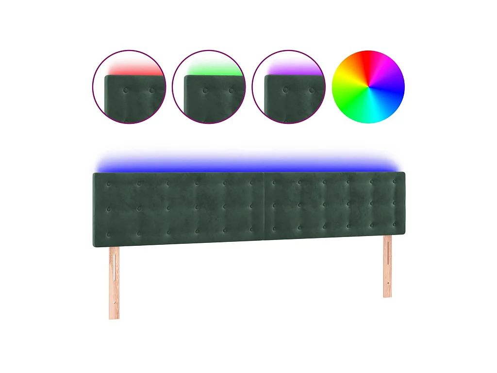 Tête de lit à LED Vert foncé 160x5x78/88 cm Velours POI59036 BonneVie Meuble
