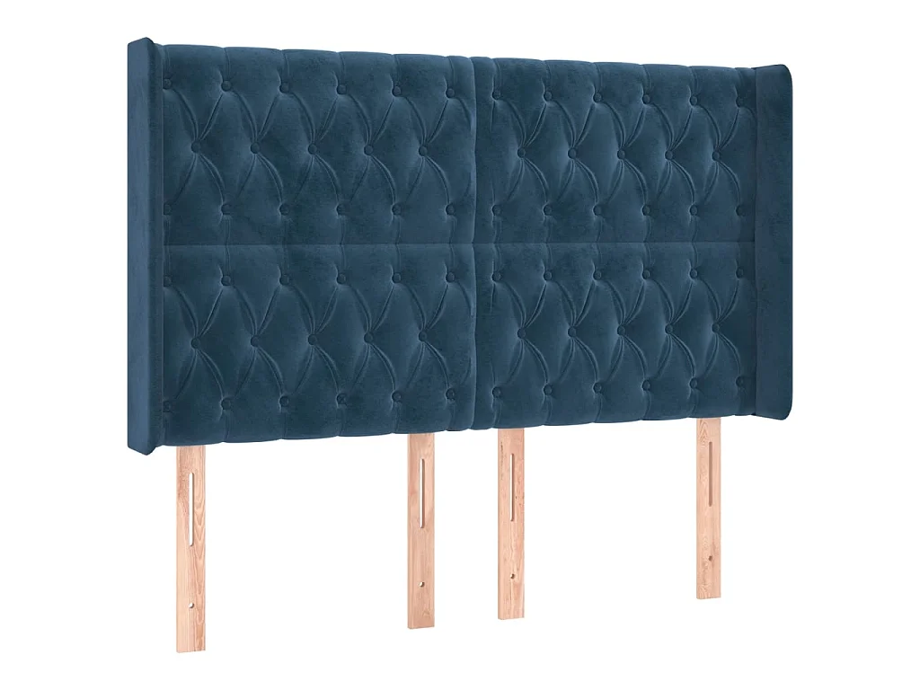 Cabecero con LED de terciopelo azul oscuro 163x16x118/128 cm ES19845