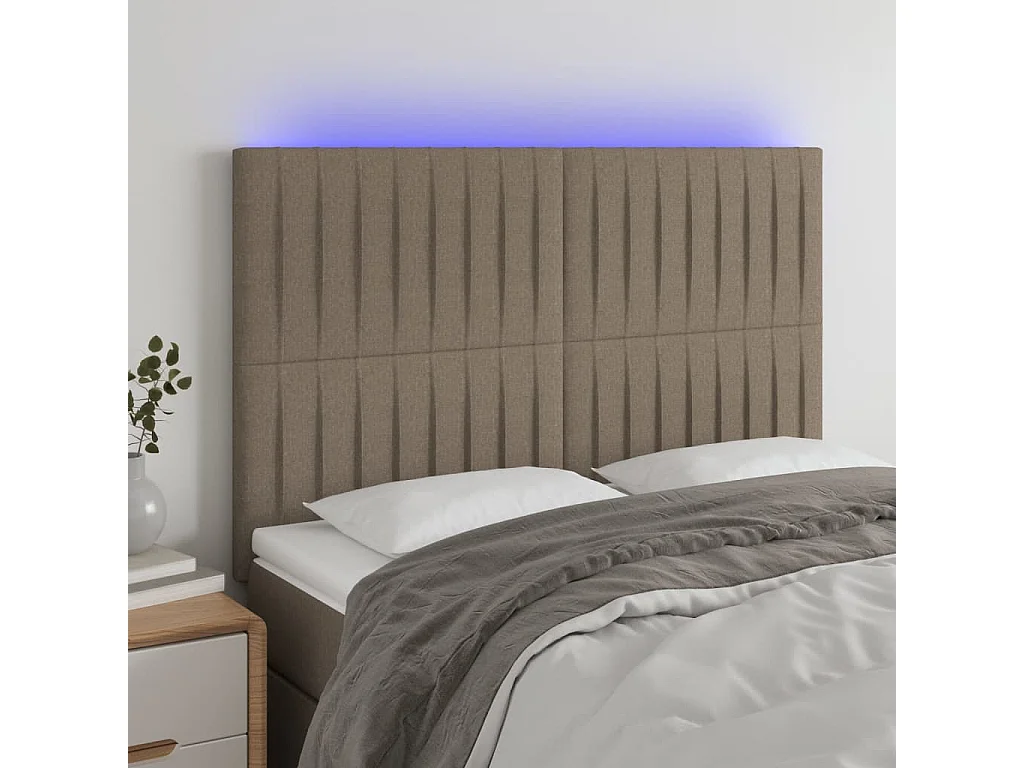 LED Kopfteil,Bettkopfteil Taupe 144x5x118/128 cm Stoff -gkd134065