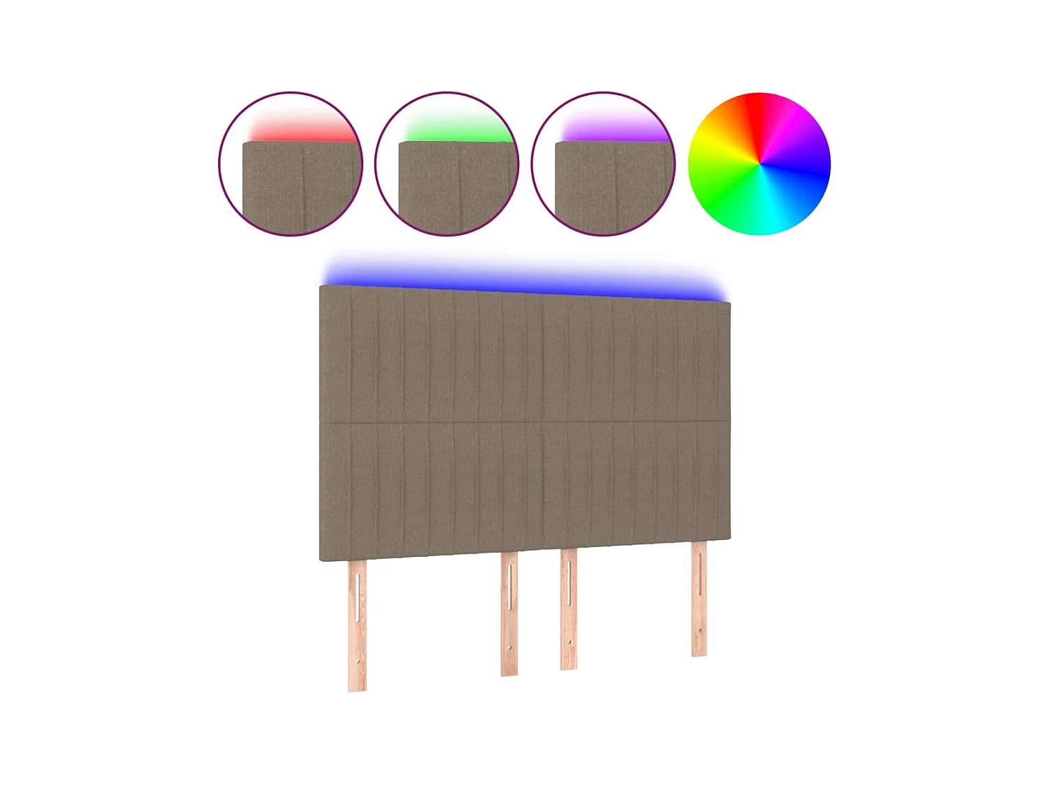 Tête de lit à LED Taupe 144x5x118/128 cm Tissu POI29769 BonneVie Meuble