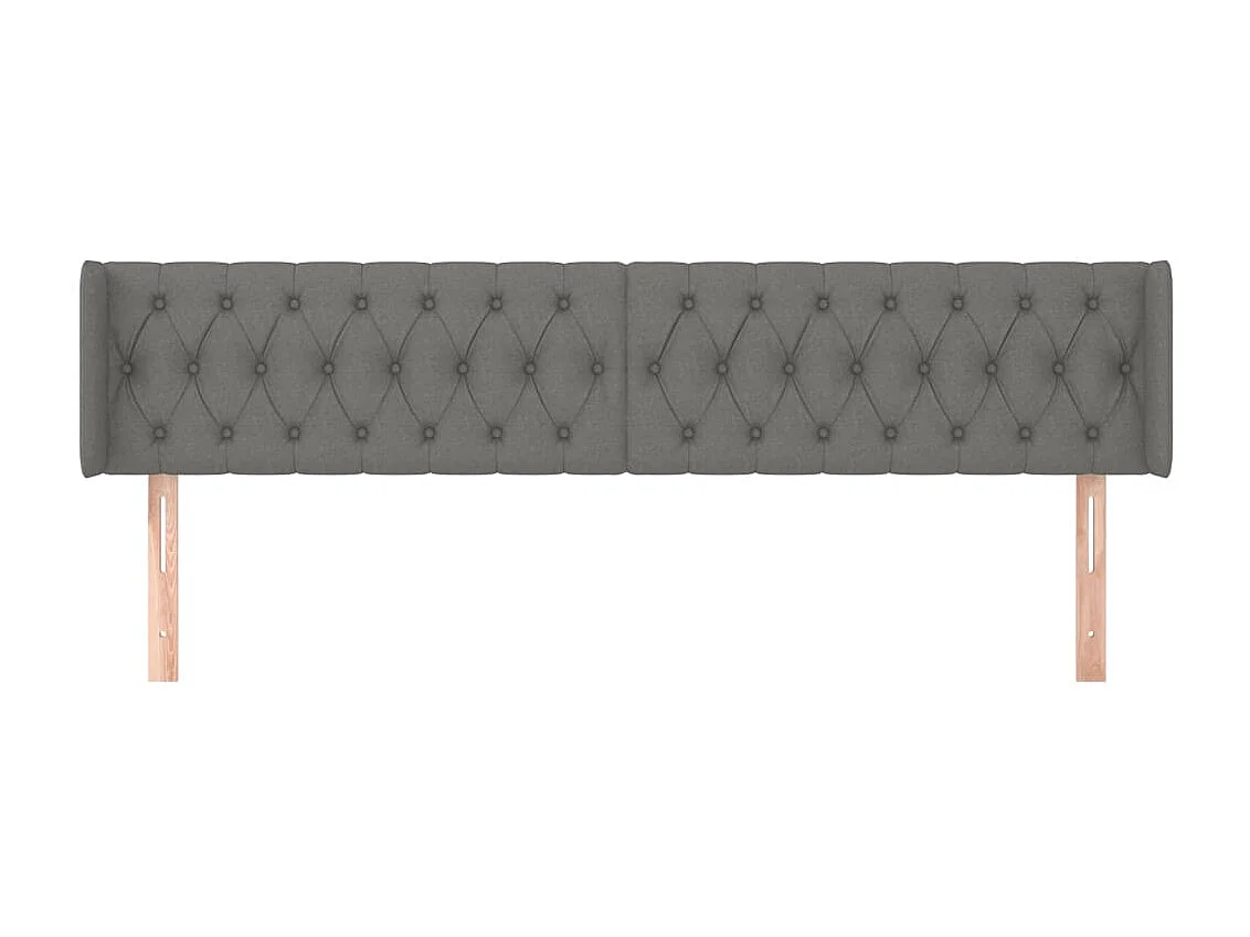 Tête de lit avec oreilles Gris foncé 183x16x78/88 cm Tissu POI12571 BonneVie Meuble