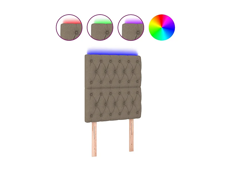 Tête de lit à LED Taupe 80x7x118/128 cm Tissu POI11424 BonneVie Meuble