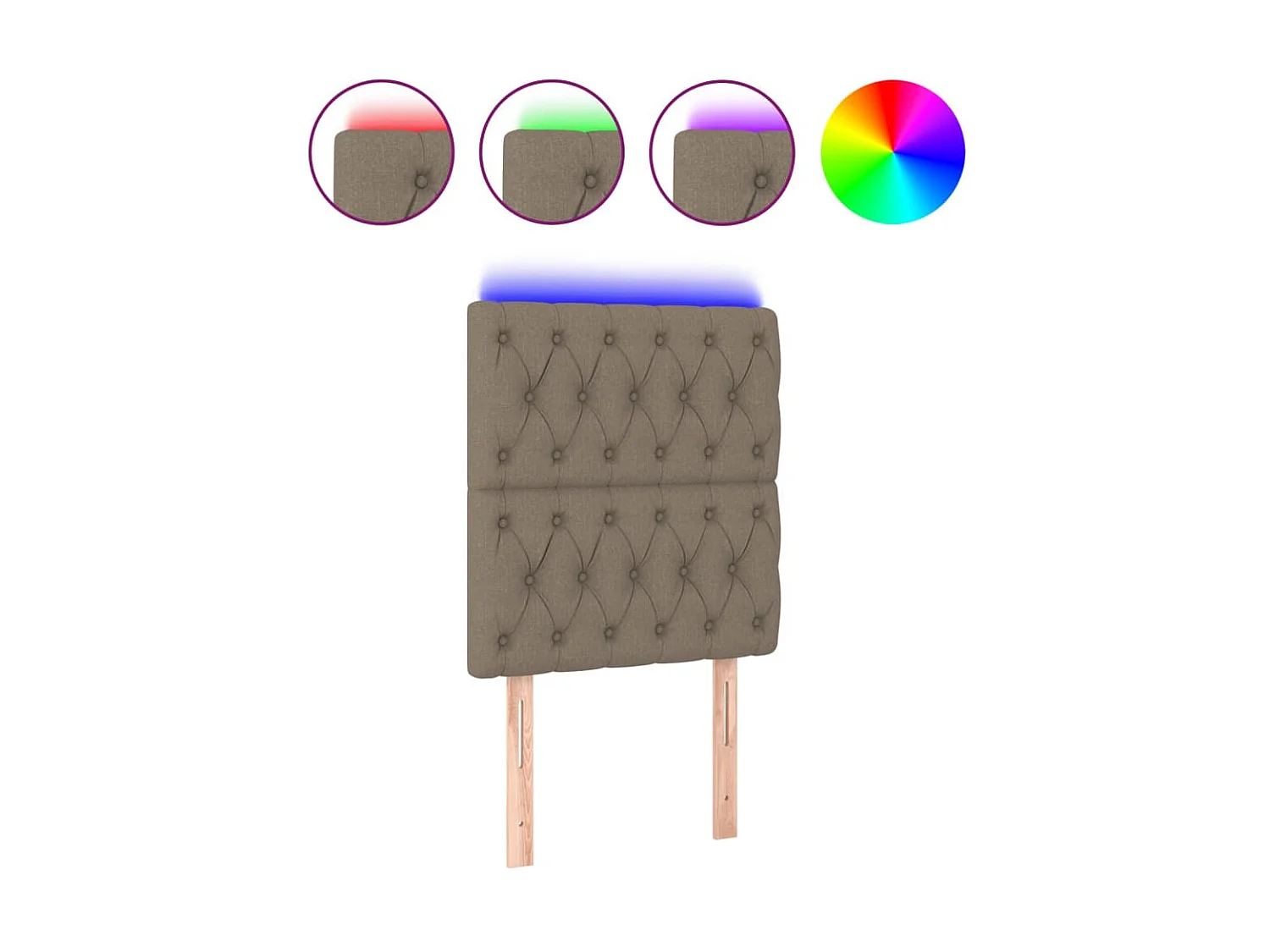 Tête de lit à LED Taupe 80x7x118/128 cm Tissu POI11424 BonneVie Meuble