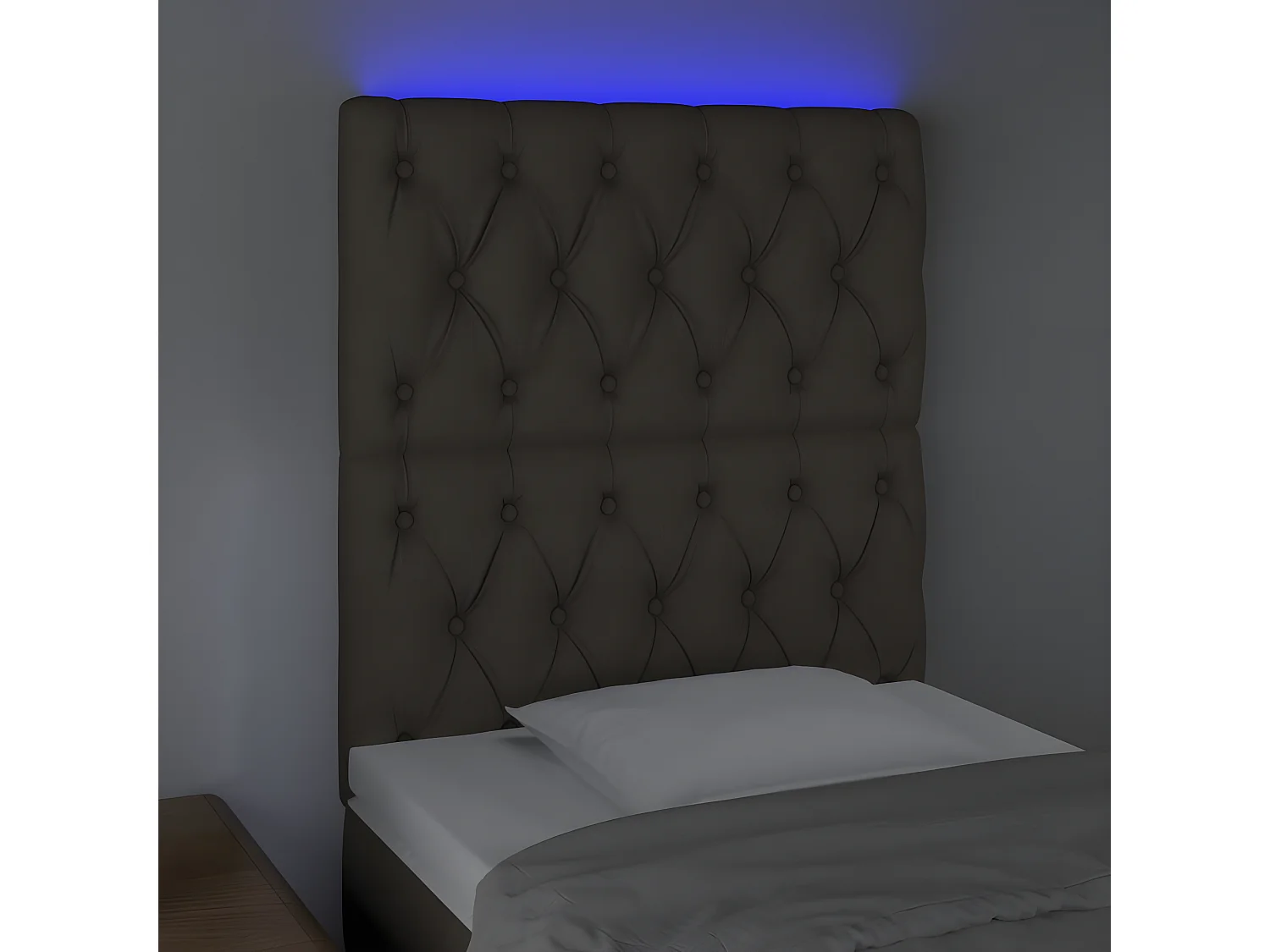Tête de lit à LED Taupe 80x7x118/128 cm Tissu POI11424 BonneVie Meuble