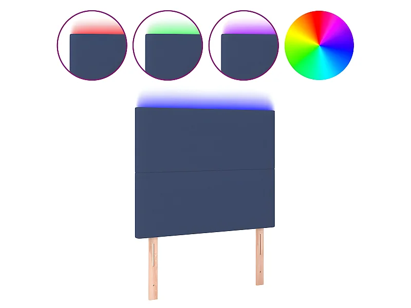 Cabeceira cama c/ LED tecido 80x5x118/128 cm azul PT263645