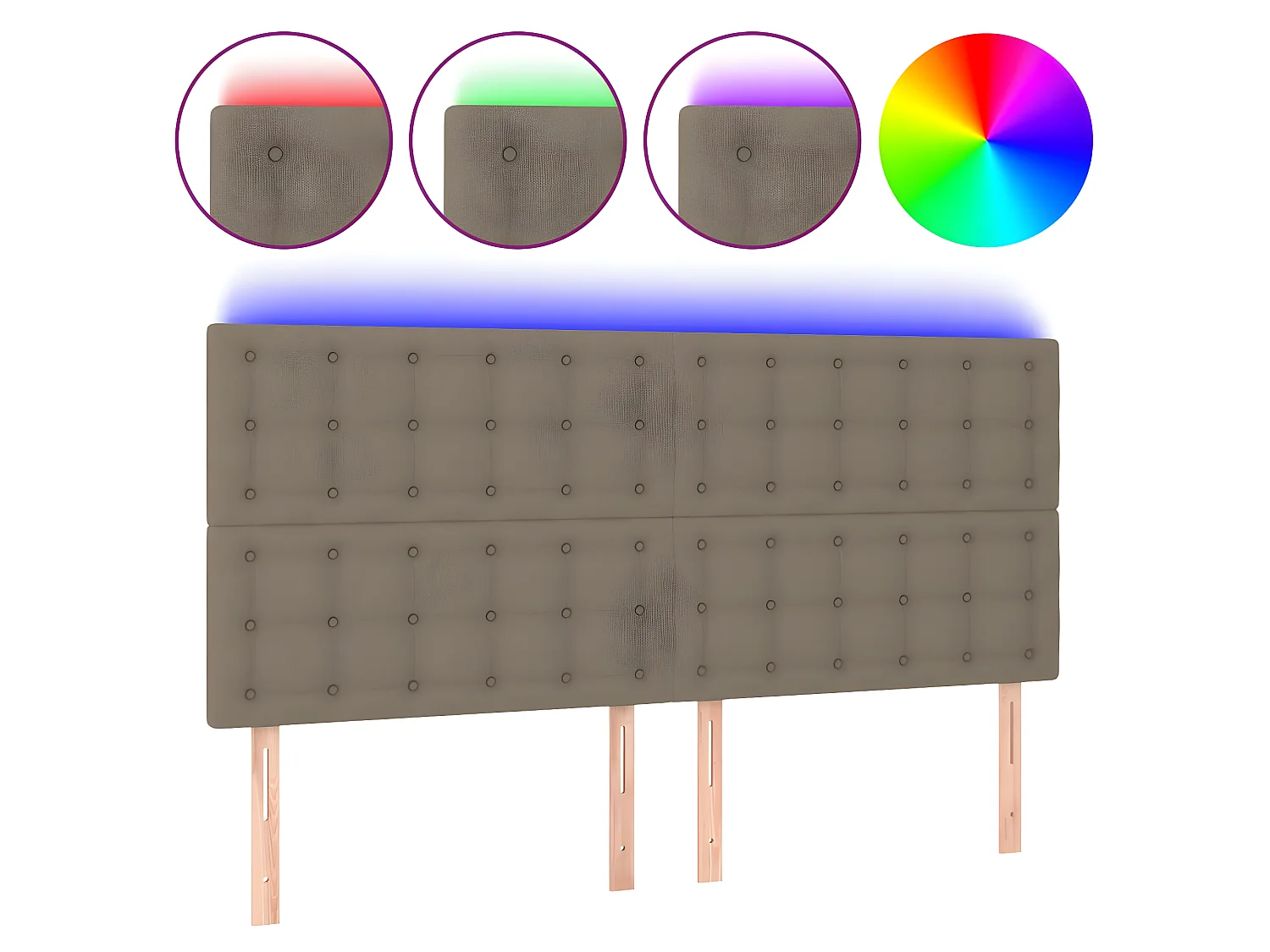 Tête de lit à LED Taupe 160x5x118,128 cm Tissu LKC11308 BonneVie Meuble