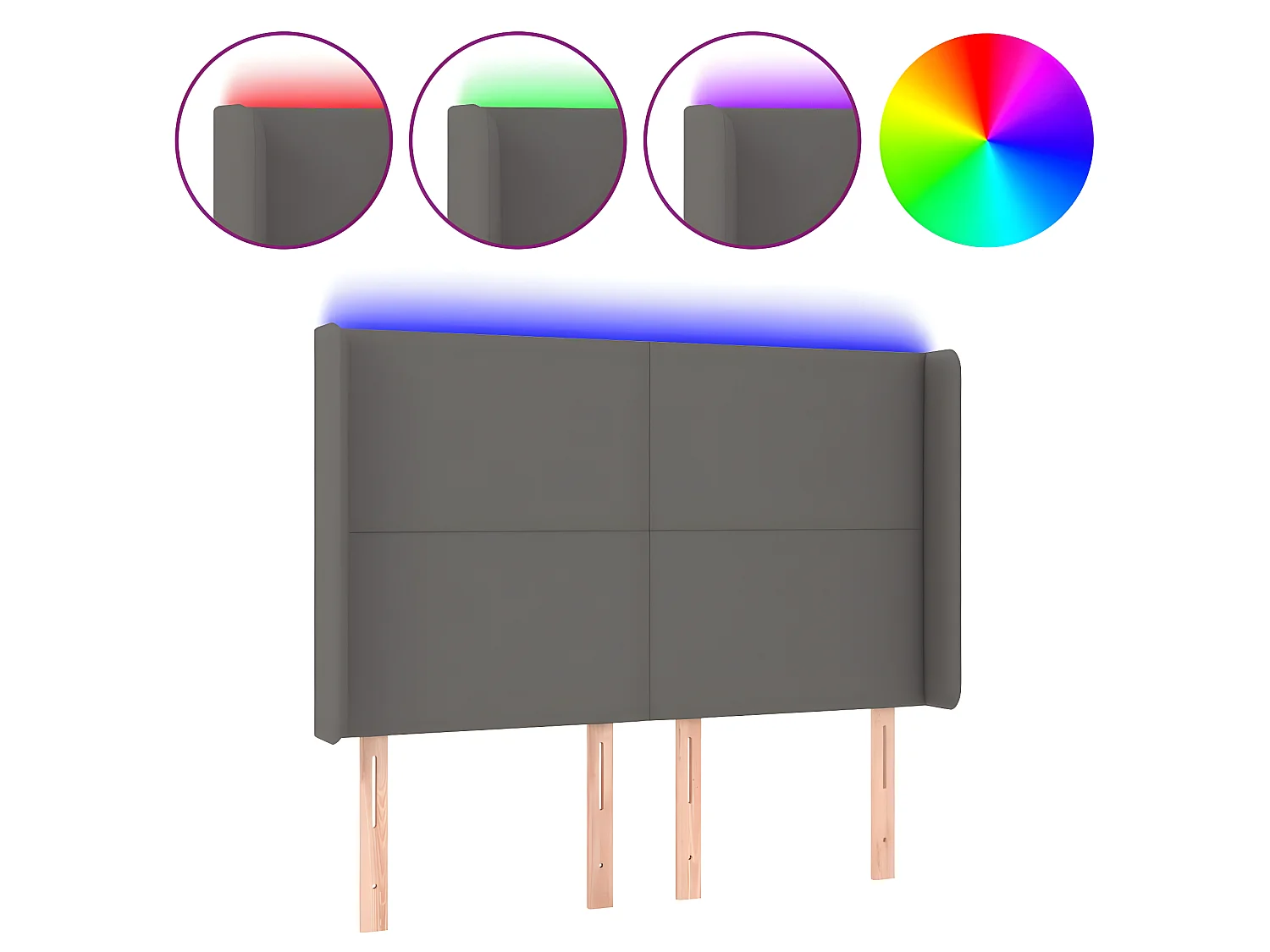 Testiera a LED Grigio 147x16x118/128cm in Similpelle CFW224697