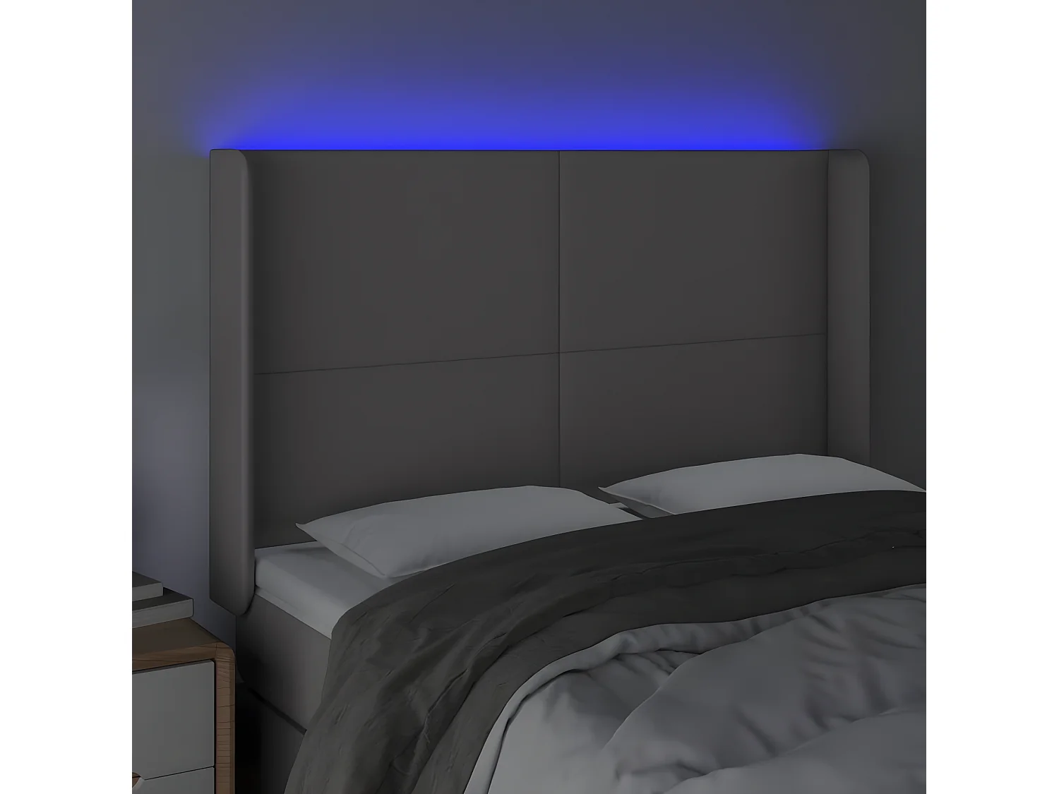 Testiera a LED Grigio 147x16x118/128cm in Similpelle CFW224697