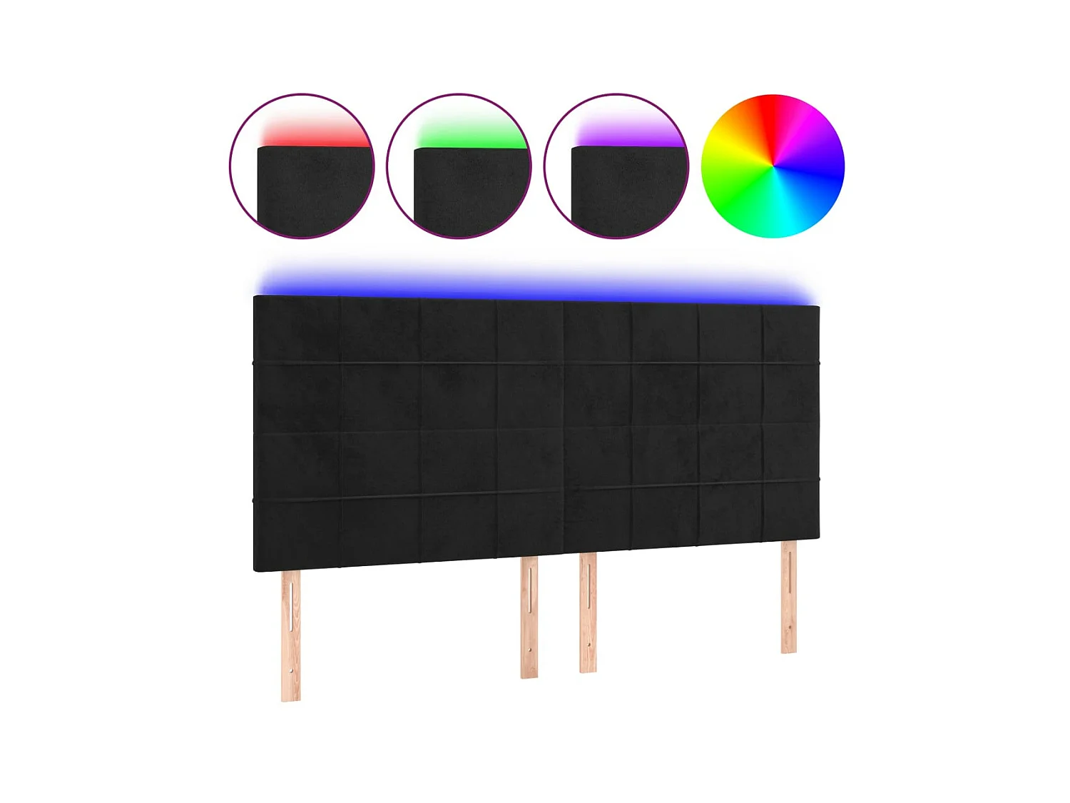 Tête de lit à LED Noir 160x5x118/128 cm Velours POI96505 BonneVie Meuble
