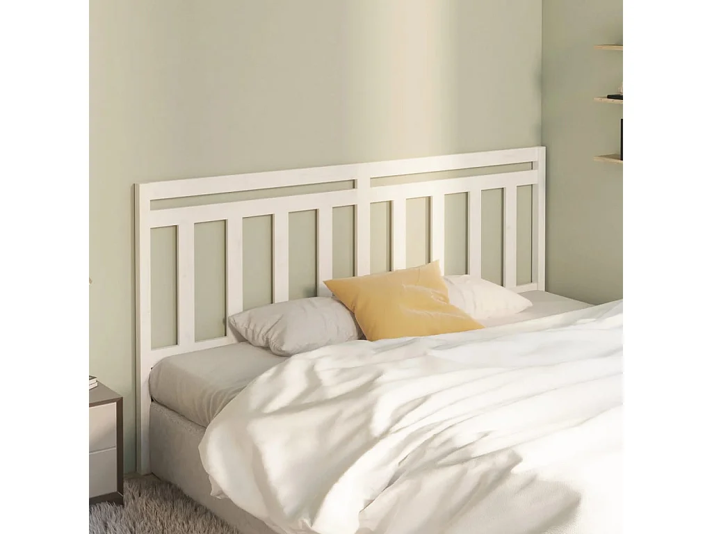 Tête de lit Blanc 186x4x100 cm Bois massif de pin POI83646 BonneVie Meuble