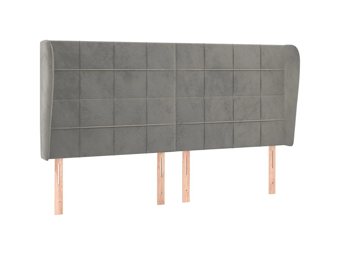 Hoofdbord met randen 183x23x118/128 cm fluweel lichtgrijs NL860632