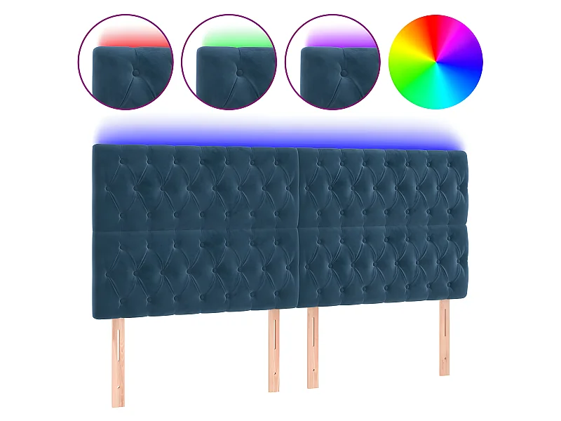 Cabecero con luces LED terciopelo azul oscuro 180x7x118/128 cm ES76374