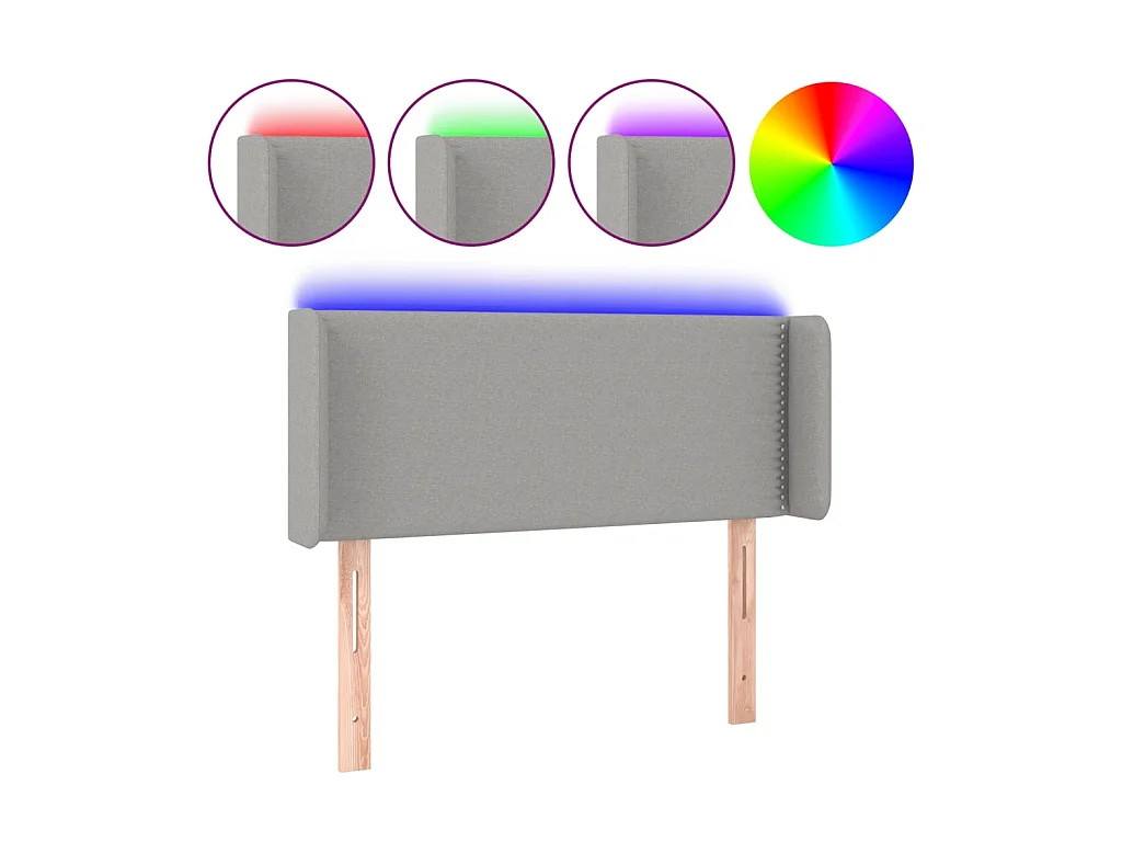 Tête de lit à LED Gris clair 93x16x78/88 cm Tissu POI92027 BonneVie Meuble