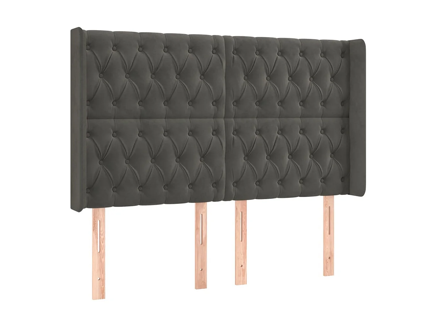 Cabecero con LED de terciopelo gris oscuro 147x16x118/128 cm ES93514