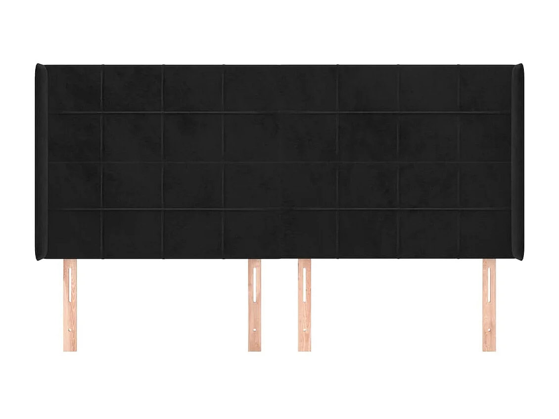 Testiera ad Orecchio Nera 183x16x118/128 cm in Velluto CFW993142