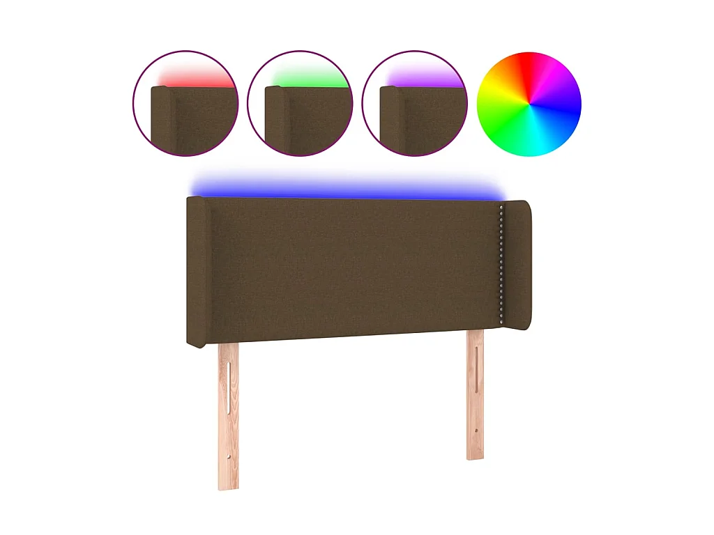 Tête de lit à LED Marron foncé 103x16x78/88 cm Tissu POI29541 BonneVie Meuble