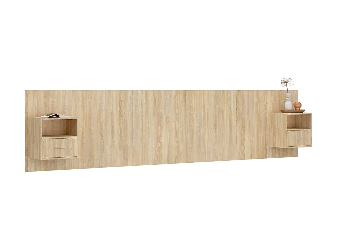 Tête de lit avec armoires Chêne sonoma Bois d'ingénierie POI25798 BonneVie Meuble